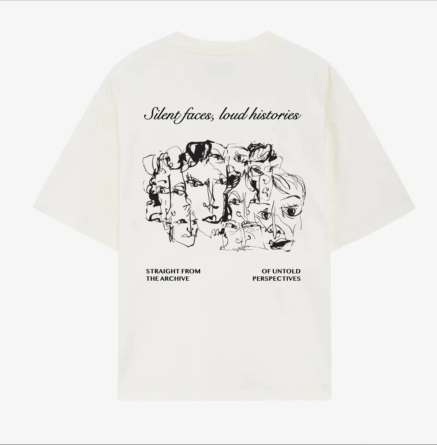 White oversized "Faces" Tee