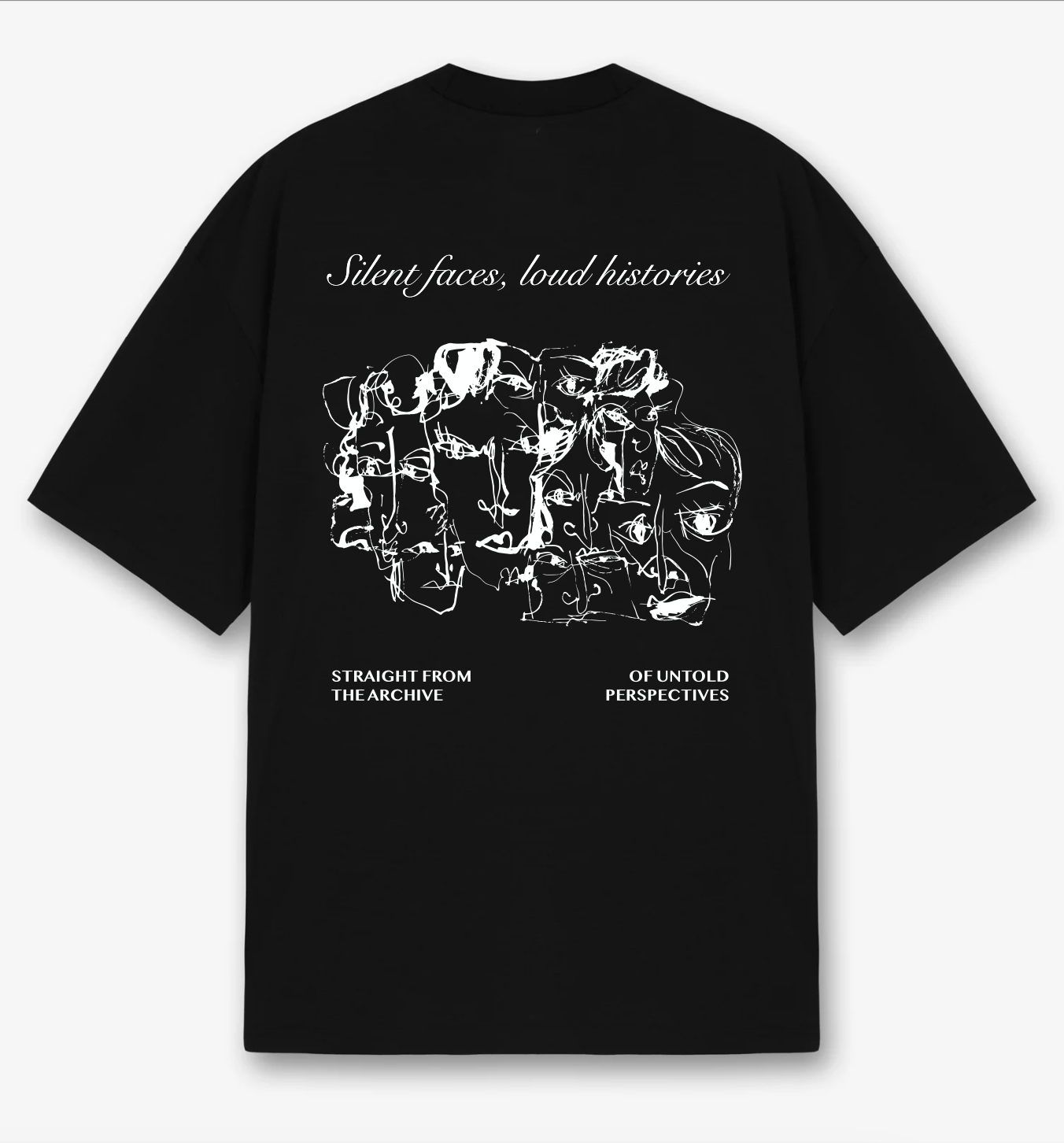 Black oversized "Faces" Tee
